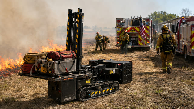 MPEP carrying equipment at a wildland fire.